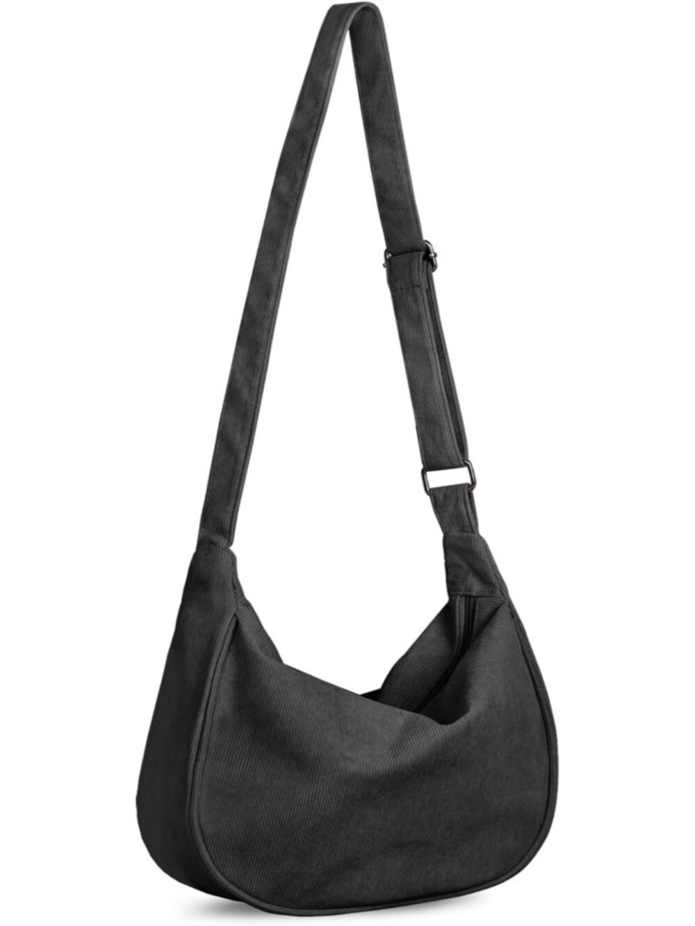 Women's Black Corduroy Crescent Crossbody Bag Small Sling Hobo Dumpling Bags